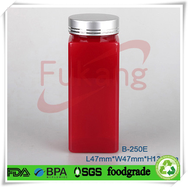 Brown PET Chocolate Candy Jar,80ml Square Plastic Candy Container,Plastic Health Food Square Container