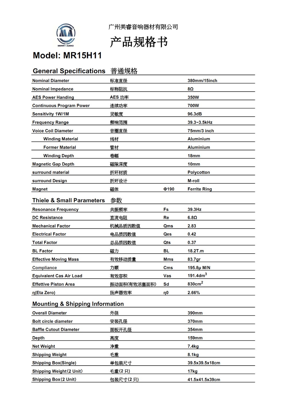 MR15H11-specification