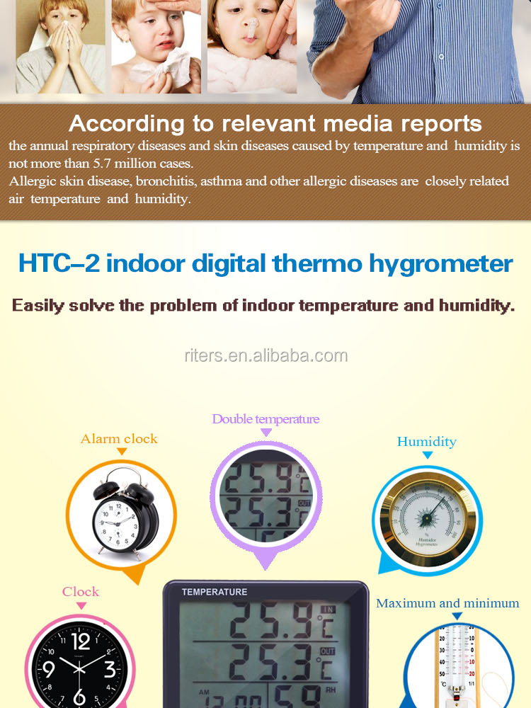 デジタル温湿度計htc-2riters単一温度湿度と温度プローブ仕入れ・メーカー・工場