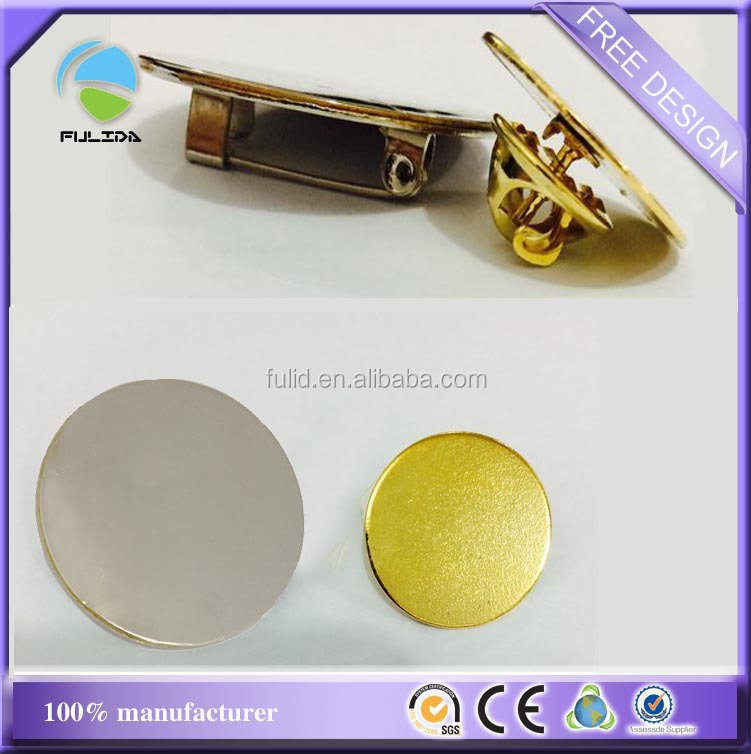 Custom Thin Circle Plain Blank Frame Metal Silver Brooch Safetypin