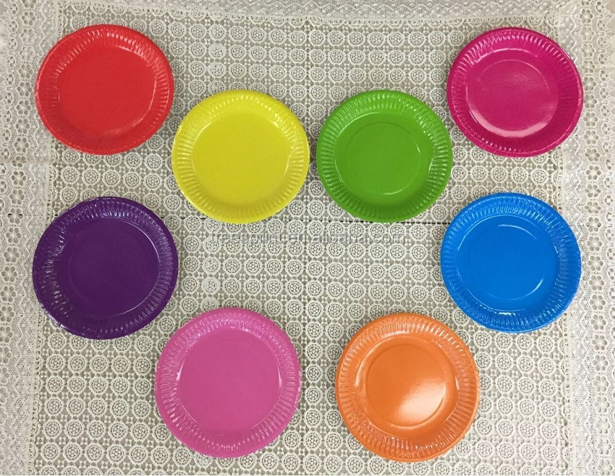 2016新しいデザインの純粋な色ラウンド形状使い捨て紙皿仕入れ・メーカー・工場
