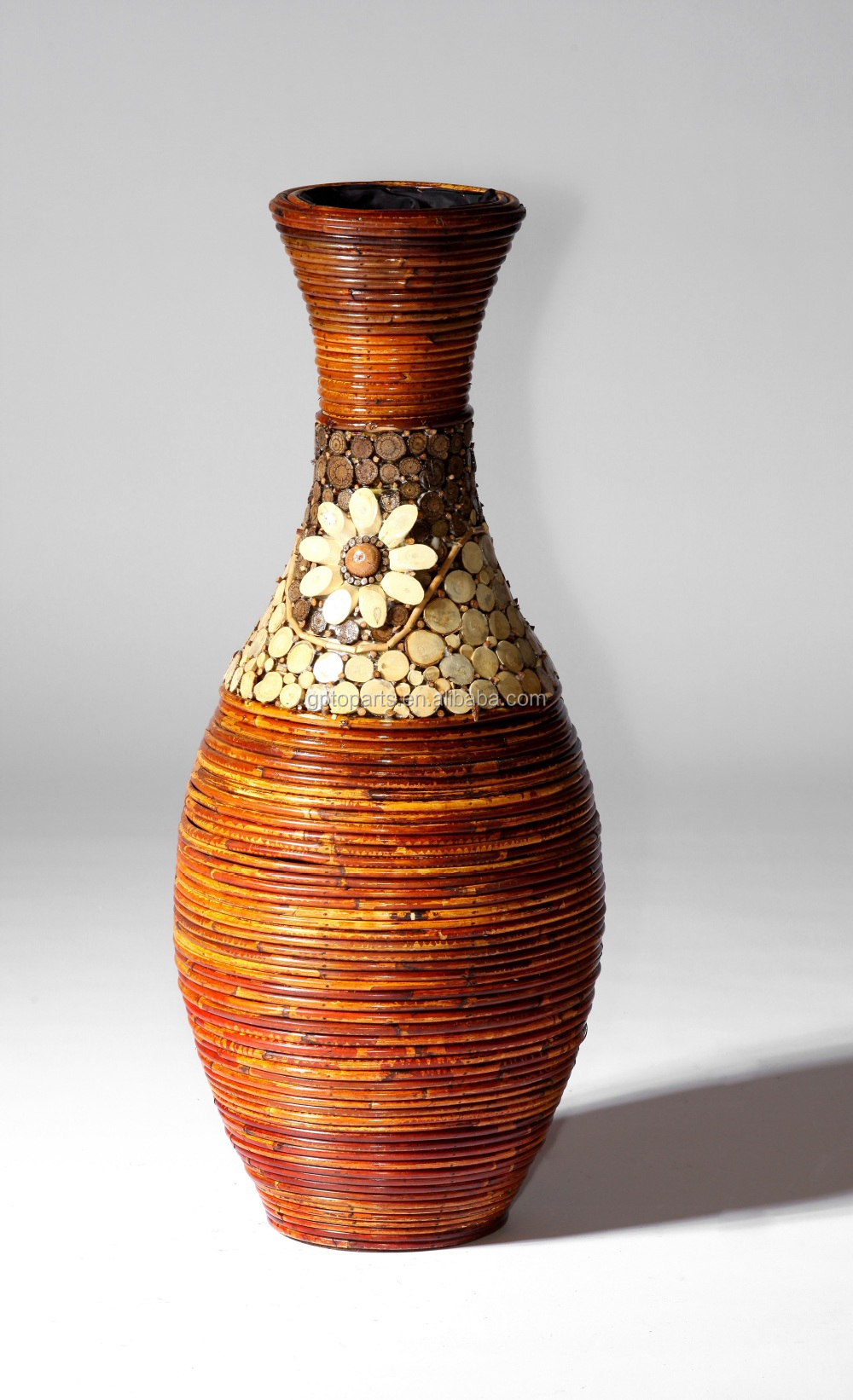 80cm Coarse Rattan Vase French Woven Pattern Bottle Wood Flower