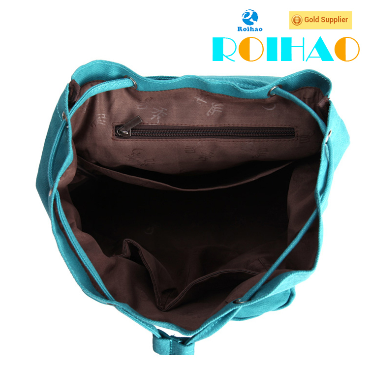 Roihao 2015 china hot product custom canvas drawstring backpack bag