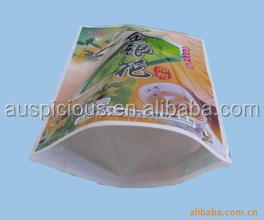 Free standing company logo printed aluminum foil tea bags with zipper