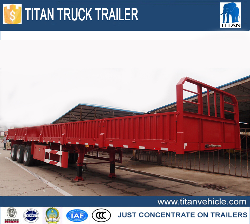 New design low flatbed truck trailer , 2/3 Axle low bed cargo truck trailer , side wall truck semi trailer