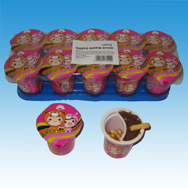 Hot !!! 16g choco cup with crispy biscuit sticks