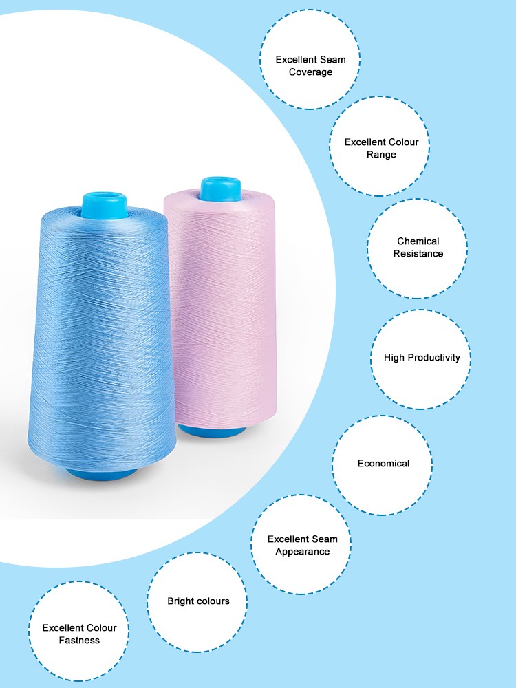 Wholesale 100D 100% polyester texture sewing thread for garment
