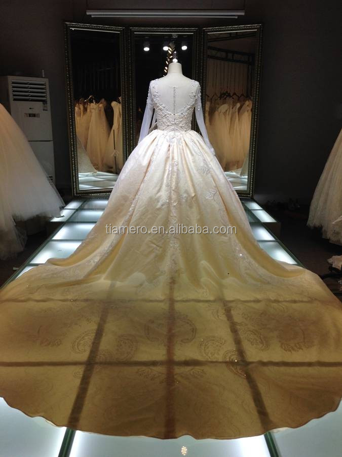 Th-x7814 vestidos renda アイボリー ロイヤル ブライダル ガウン classe ローブ重く ビーズ ウェディング dresss仕入れ・メーカー・工場