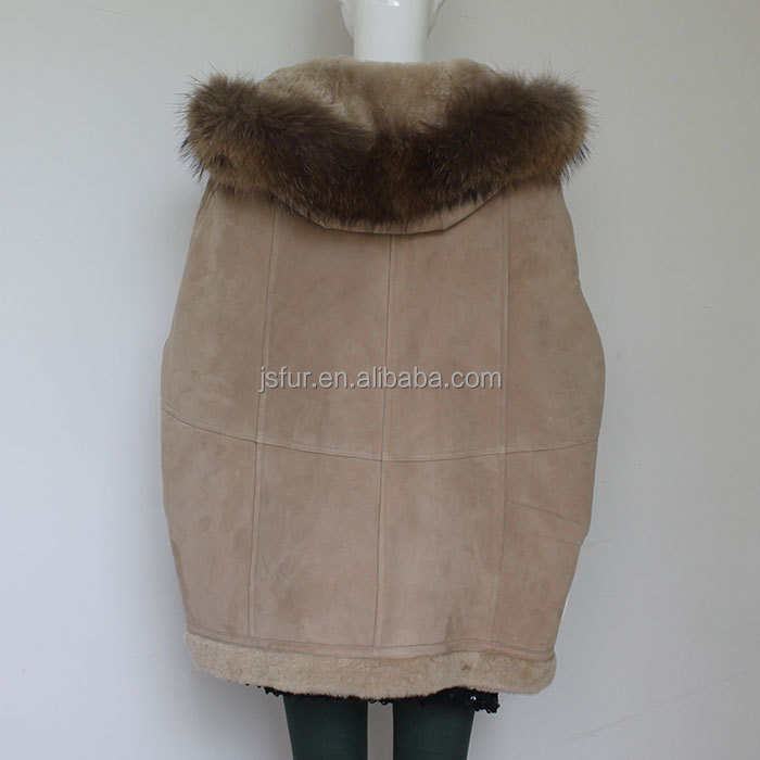 トップファッションラクダ色最高品質レディース毛皮と革のシープスキンダブルフェイス1.jpgpaovercoat卸売バットスリーブコート仕入れ・メーカー・工場