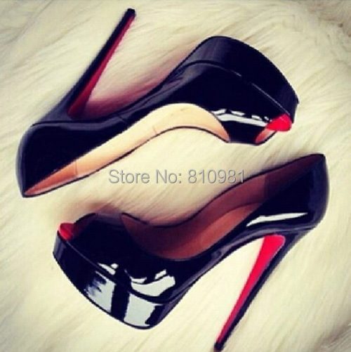 Aliexpress.com : Buy Red soled Shoes Lady Black Patent Leather Red ...