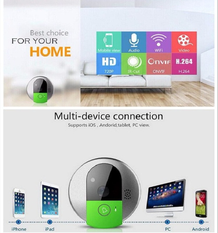 ワイヤレスirwifivstarcamc95スマートドアベルビデオドア電話720pのhdカメラサポート64ギガバイトtfstorgepcで動作、 ios、 アンドロイド仕入れ・メーカー・工場