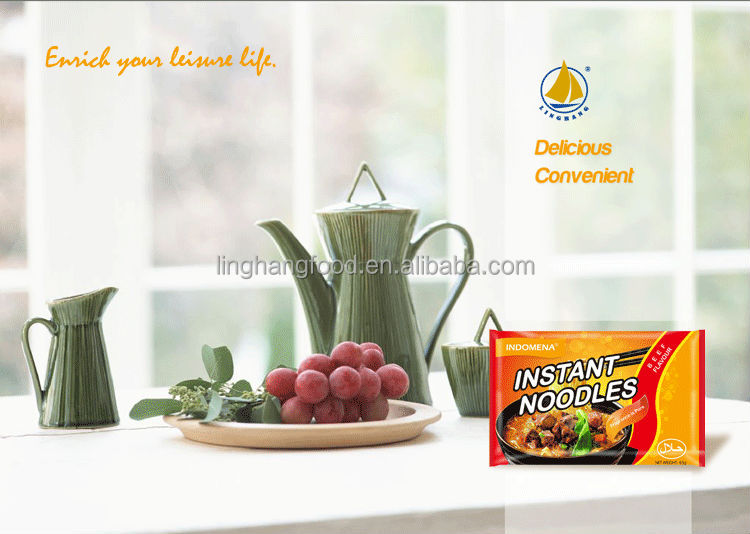 Quick cooking beef flavor instant noodle with BRC certificate