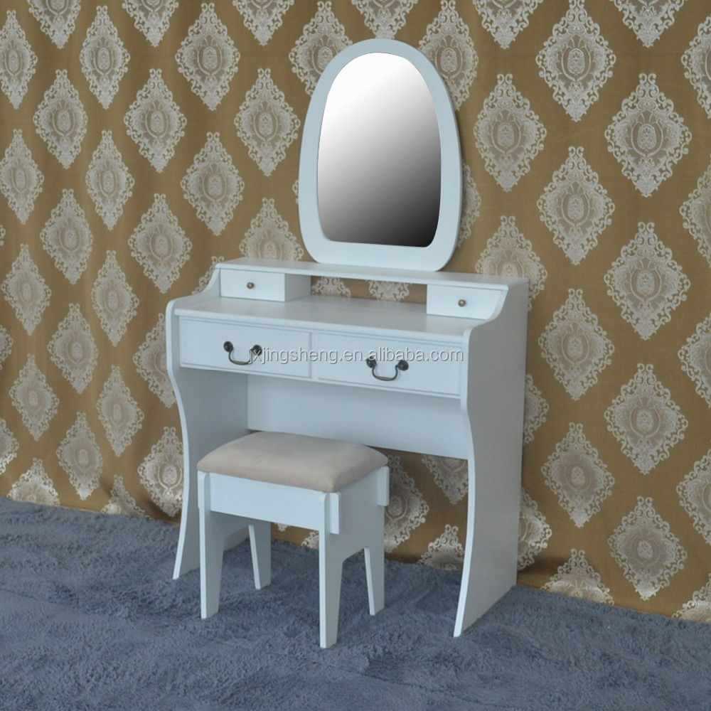 Luxembourg White Dressing Table Mirror Stool Set Bedroom 4 Drawers