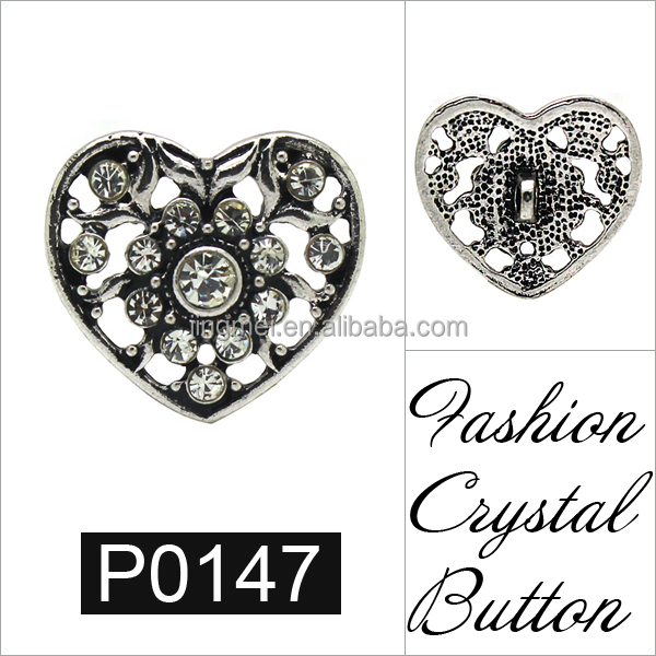 アンティークシルバーアクセサリー宝飾品p0147と大きな愛ハートラインストーンのデザイナーのボタン問屋・仕入れ・卸・卸売り