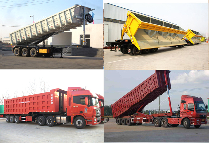 Heavy duty end dump trailers, hydraulic tipper semi trailer, tipping dump trailers for sale