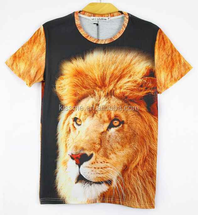 3d動物のライオンのtシャツ卸売フルカスタムtシャツ印刷3dt- シャツベンダー熱い販売仕入れ・メーカー・工場