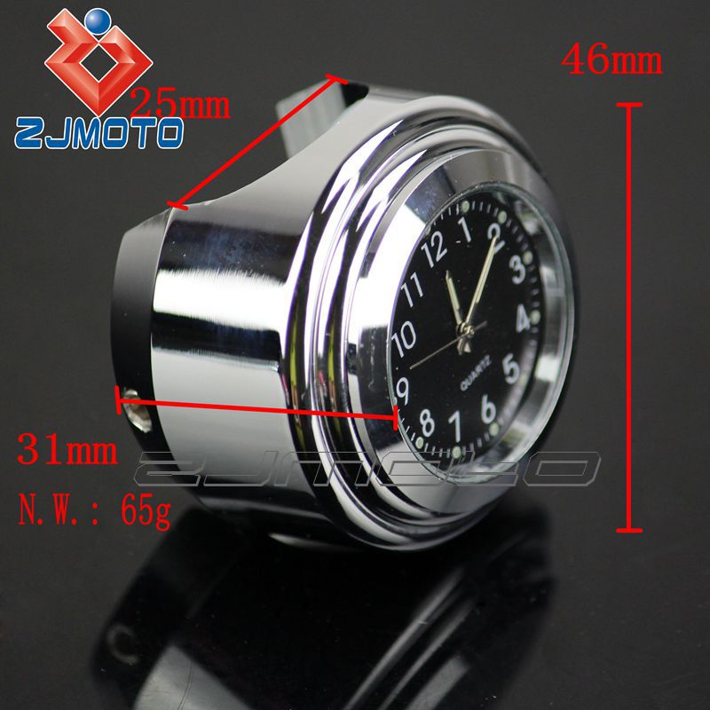 1" Universal Chrome Plated Waterproof Dial Of Clock Motorcycle