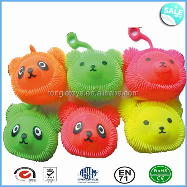 eco-friendly tpr material bear head light up yoyo puffer stress