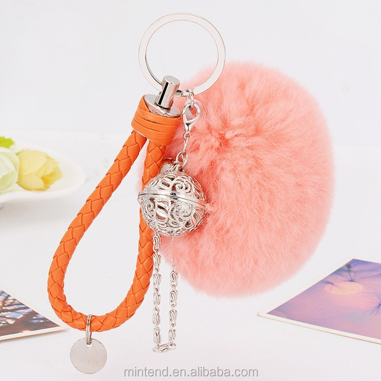 Custom Car Accessories Cute Exquisite Keychains Fashionable Puff Ball