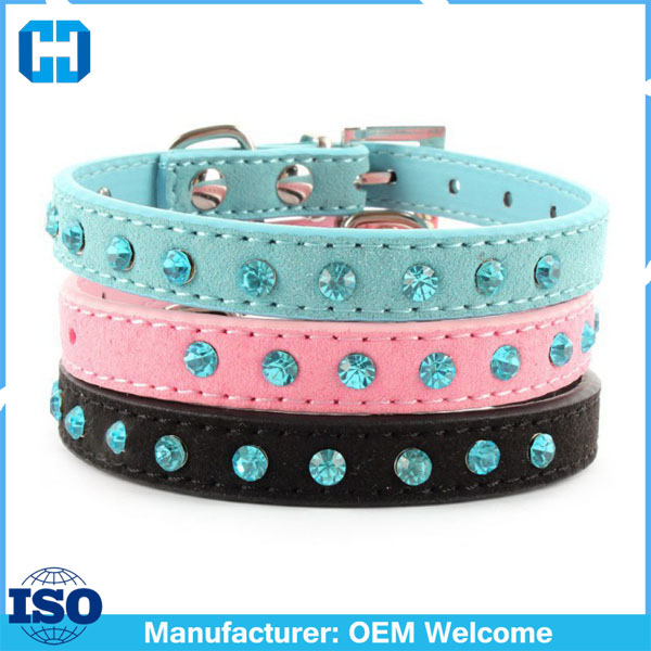 Factory-Price-Small-Pet-Dog-Velvet-PU-Leather-Collar-Puppy-Cat-Crystal-Rhinestone-Neck-Strap