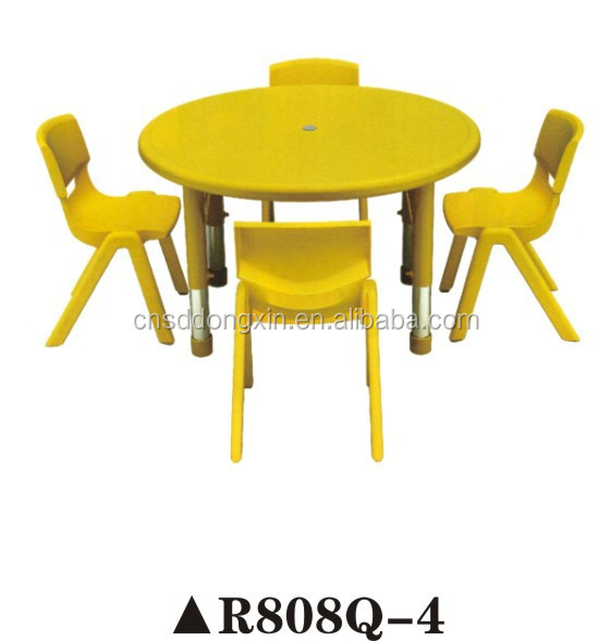 カラフルな丸いプラスチック幼稚園レストランデスク&チェアセットR808Q-4仕入れ・メーカー・工場