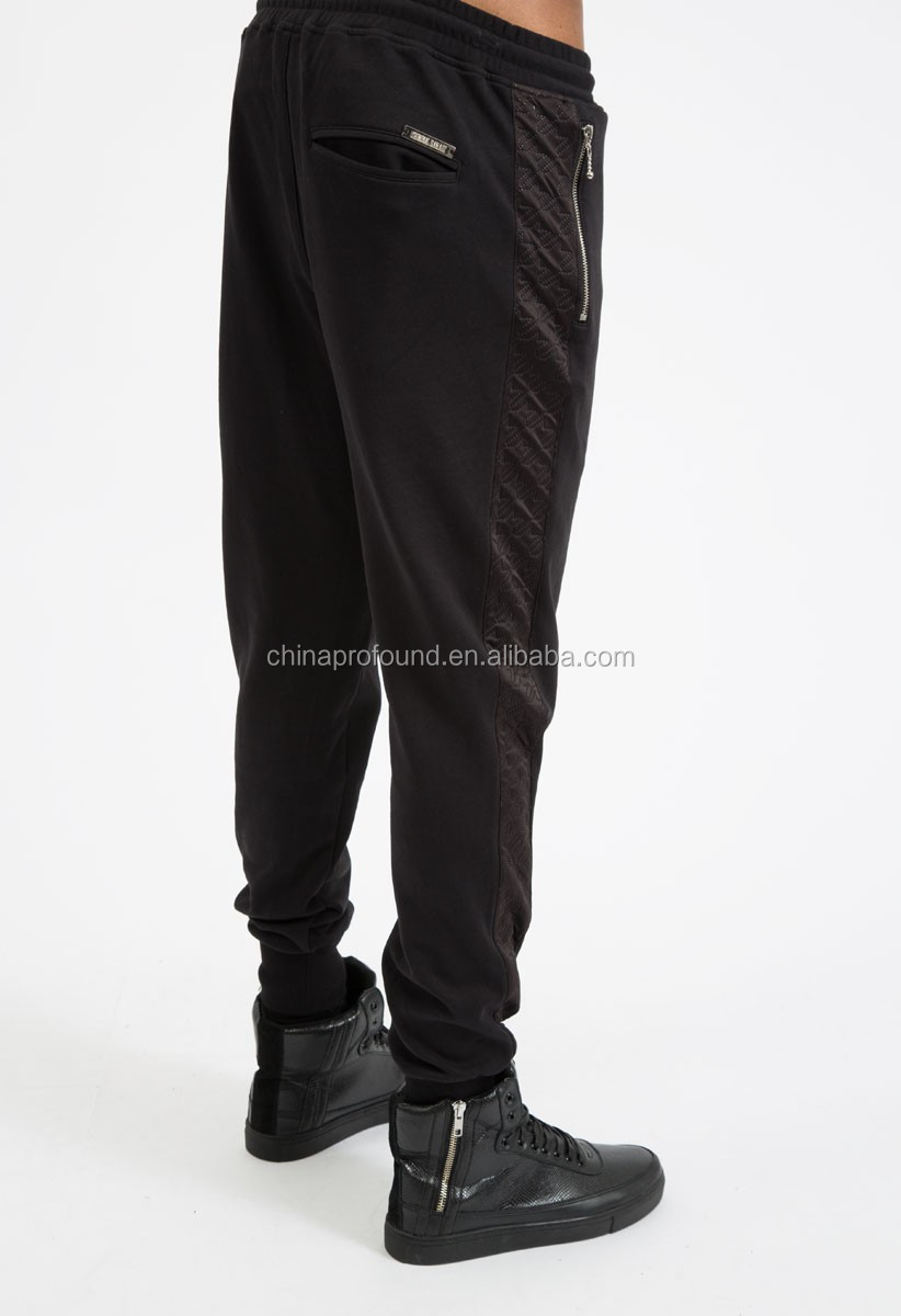 カスタムジョガーフレンチテリーパンツ/カスタム革パッチ男性のための長いスポーツのズボン仕入れ・メーカー・工場