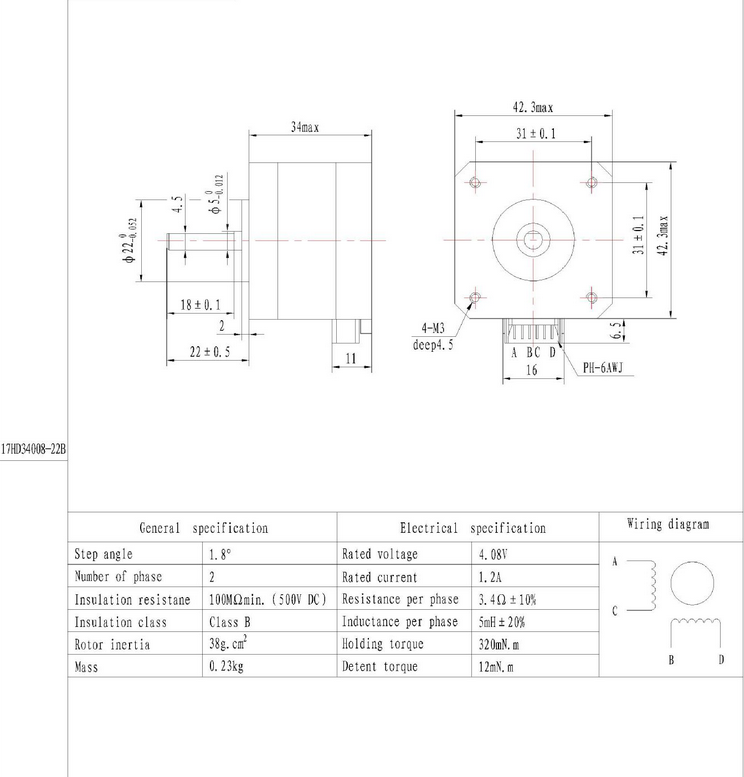 Nema 17 Stepper Motor 560mN.m