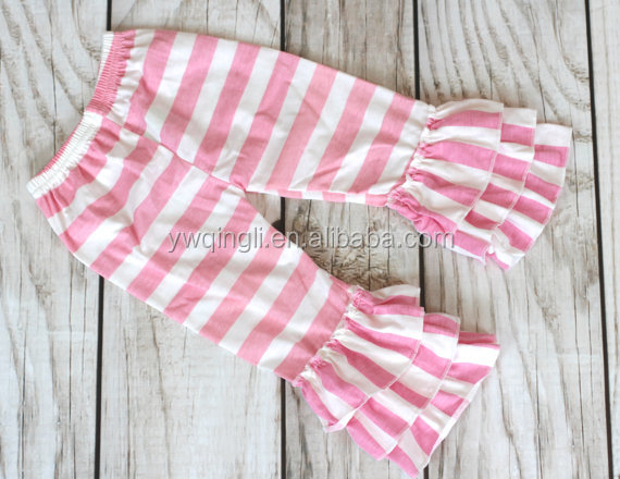 Sale PINK STRIPE Ruffle pants capris - Boutique ruffle leggings Baby Toddler Little Girl Ruffle Bottoms.jpg