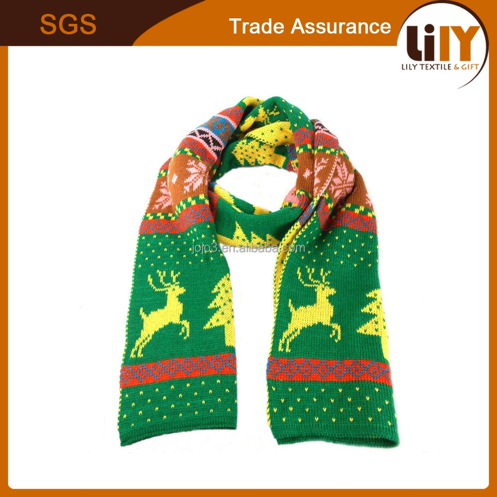 bohemia christmas deer double-sided wool knitting scarf south