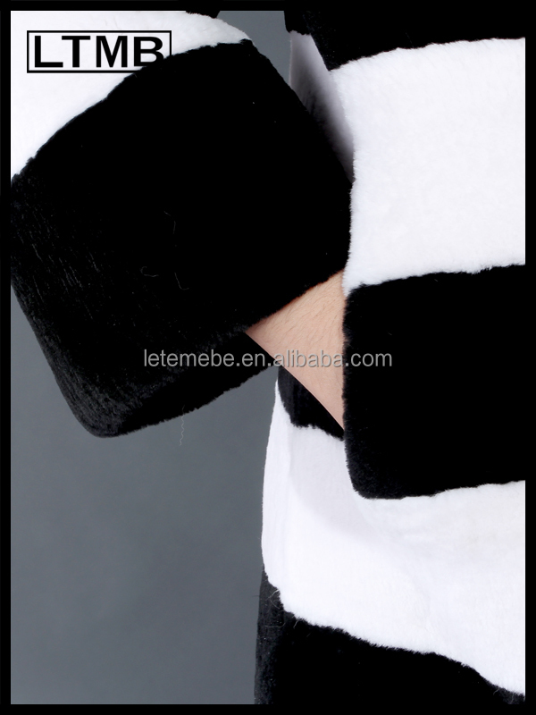 新しいファッション本ltmb2014年rexのウサギの毛皮のコート黒と白の横縞中旬- 長いデザインキツネの襟付き問屋・仕入れ・卸・卸売り