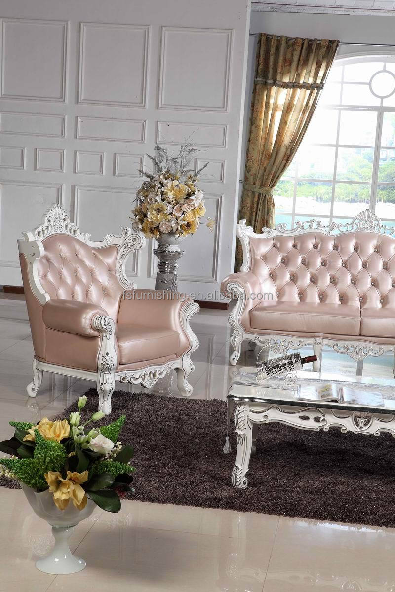 Kb066 elegante neoclassic roze lederen wit hout gesneden kristal ...