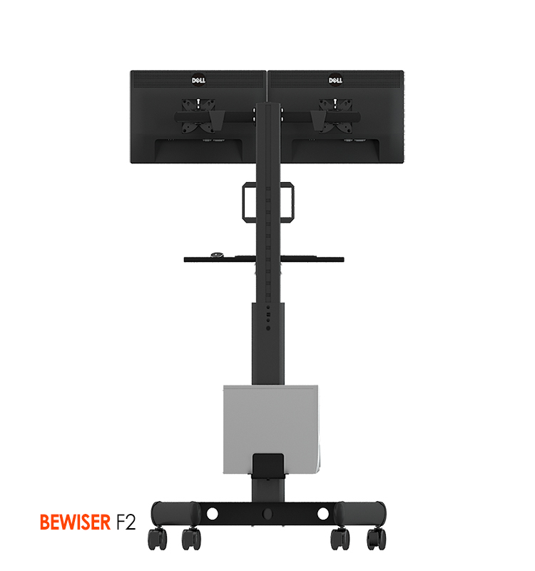 Two Monitor Stand With Casters,Alluminium Computer Monitor Arm Floor