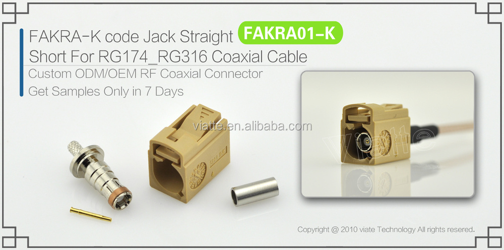 Fakra- kコードjack/メスストレートのための短いrg174_rg316同軸ケーブルのコネクター仕入れ・メーカー・工場