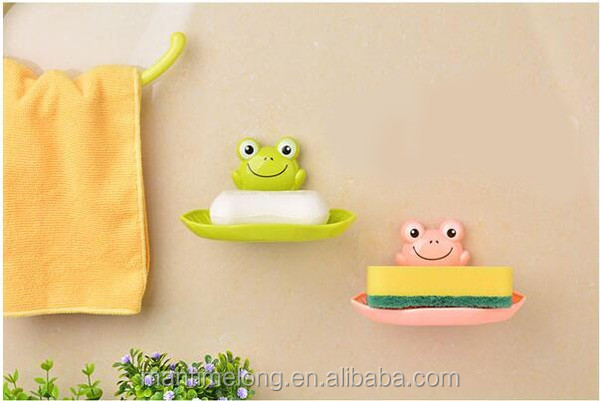 Familyhouse Lovely Frog Suction Cup Soap Dish Soap Sponge Holder for Kids Bathing