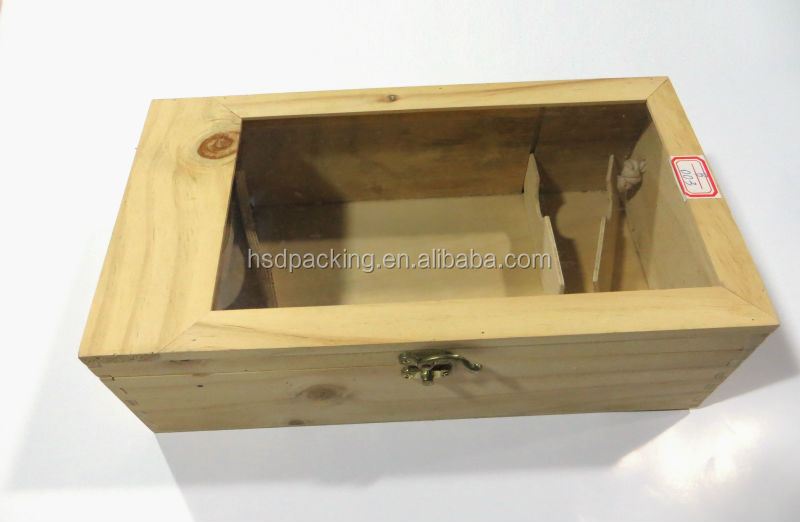 2014 antique champagne packaging wooden book box with clear window