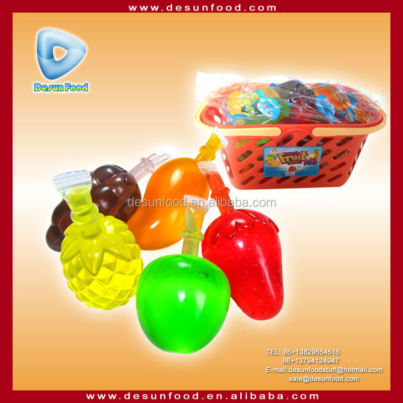 Assorted fruit shape suck Jelly in basket