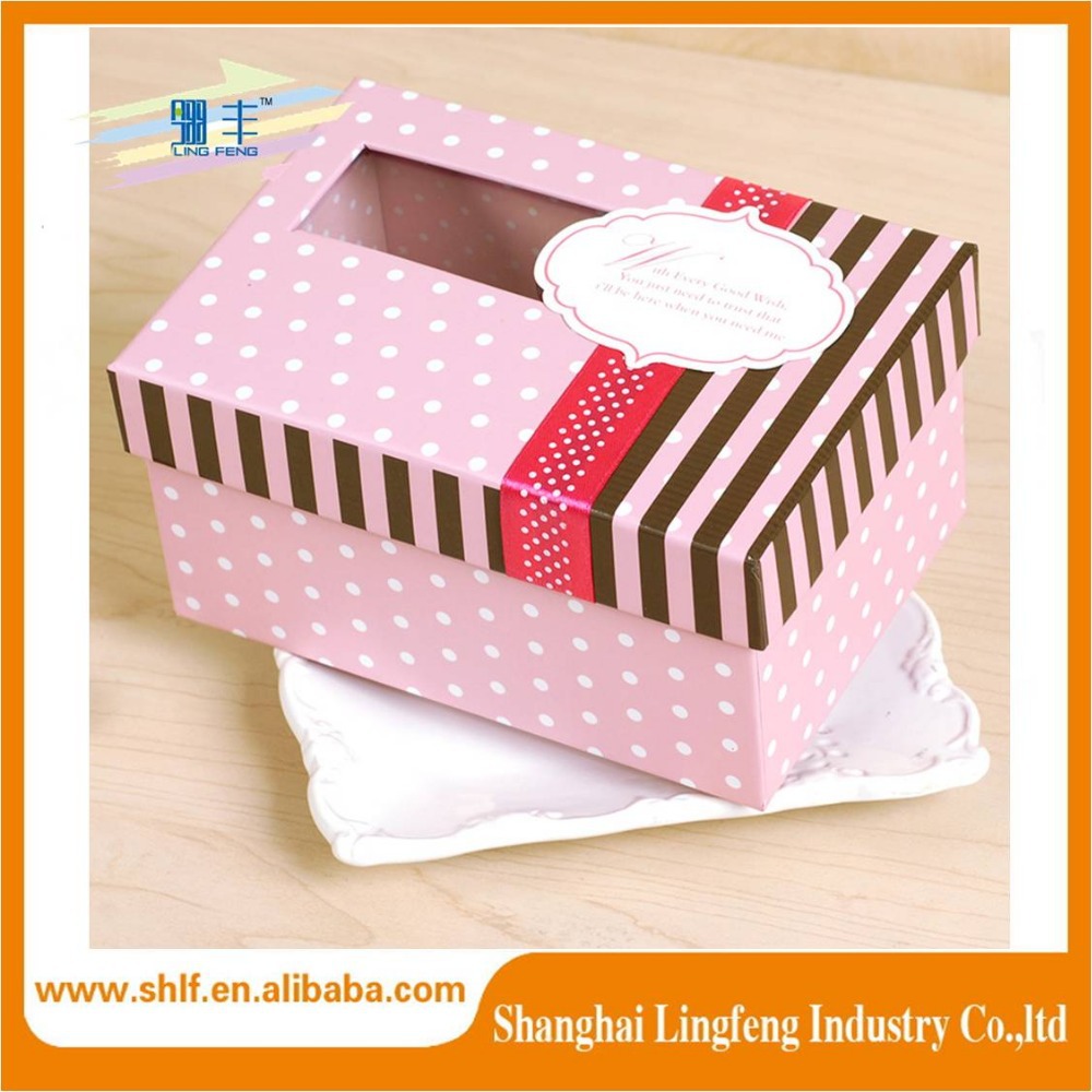 custom paper gift box with clear pvc window