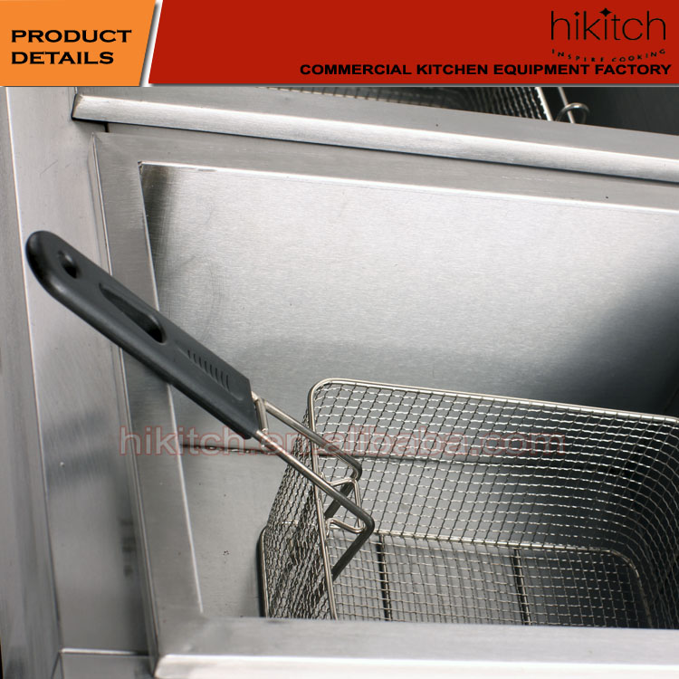 使用される厨房機器品質のステンレス鋼17リットル2バスケット天ぷら鍋lpg販売のための。仕入れ・メーカー・工場
