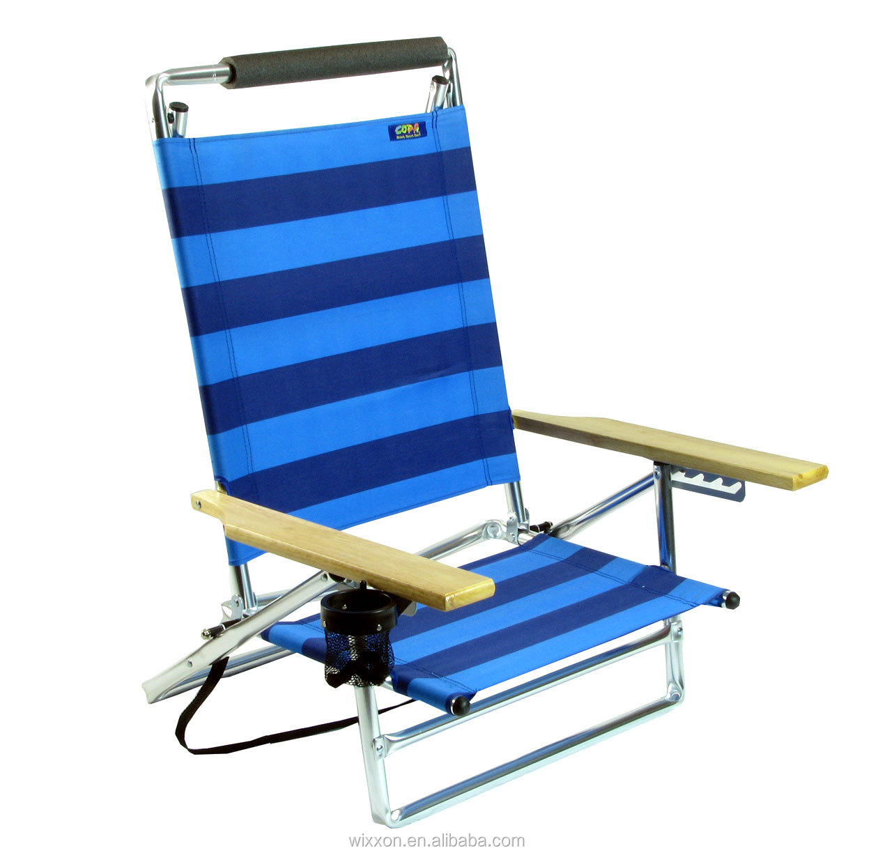 Wooden Armrests Shoulder Straps Folding Backpack Beach Chair Wheels