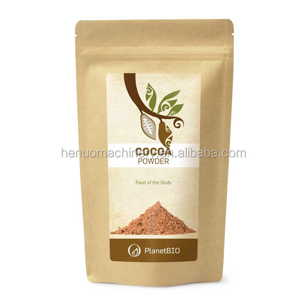 Automatic packaging line for standup cocoa powder pouch