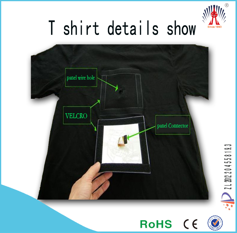 2014年熱い販売el点滅のtシャツのロゴカスタムledt- シャツクールなパターンの電子t- シャツ問屋・仕入れ・卸・卸売り
