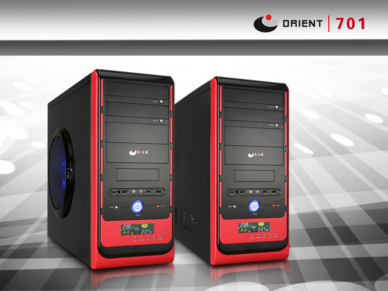 New Middle Atx Computer Case,Lcd Display,Secc 0.6mm,Side 22cm Blue Led