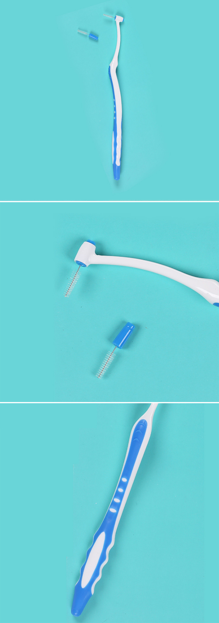 Stainless Steel Dental Instruments Interdental Brush With Rubber Handle