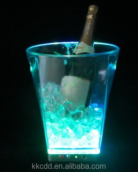 Champagne LED illuminated plastic ice bucket with stand