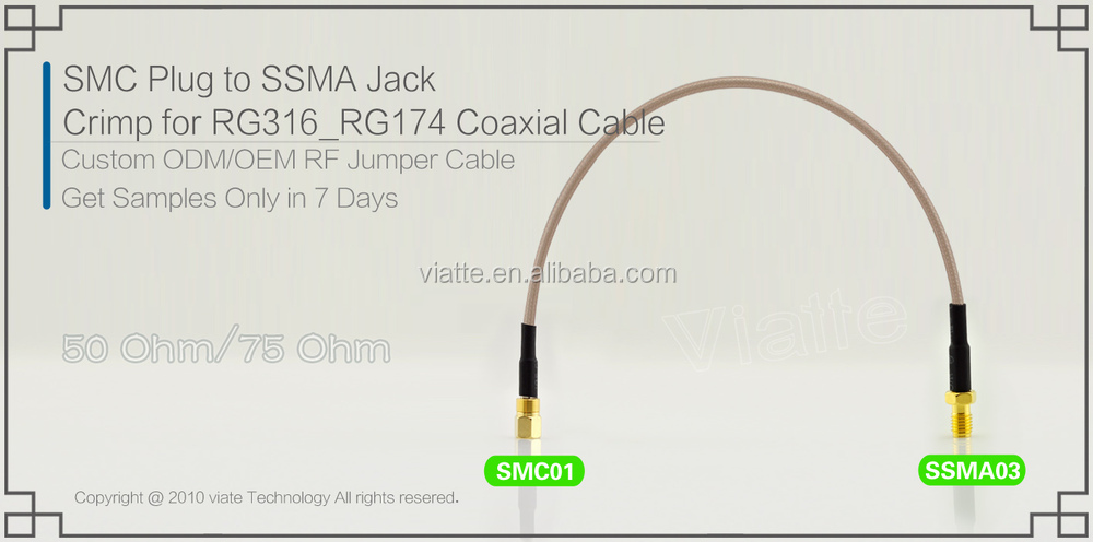 Rfケーブルアセンブリ/おさげ/ジャンパケーブル、 ssmaコネクタ付きにsmcrg174/rg316ケーブル仕入れ・メーカー・工場