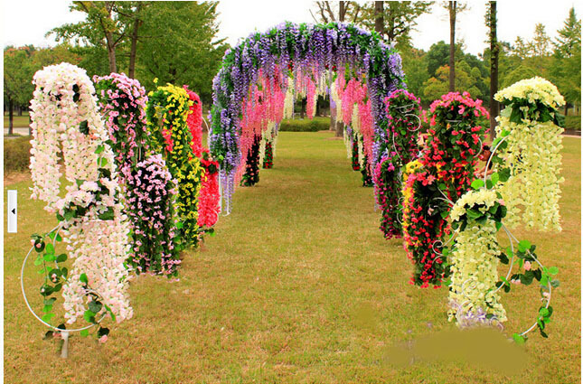 プラスチックのシルク藤結婚式人工結婚式用の花と壁の装飾問屋・仕入れ・卸・卸売り