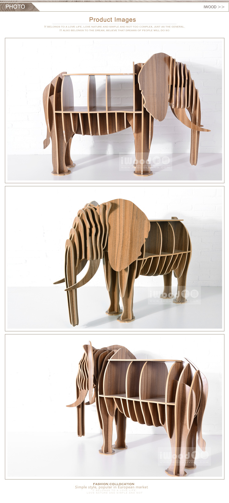 木製の図書館の本棚象の形の木製本棚仕入れ・メーカー・工場