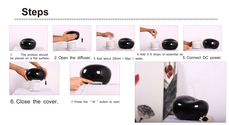 GX-06K Newest piano black ultrasonic humidifier wiith palm oil