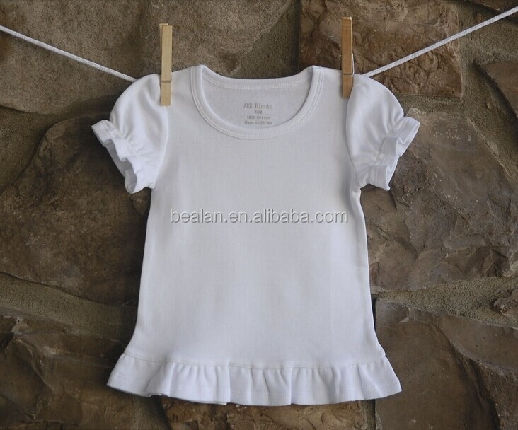 赤ちゃんgirls100%のよちよち歩きの幼児の綿プレーンホワイトの- シャツ卸売仕入れ・メーカー・工場