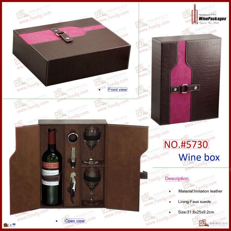 Fashionable Pattern Design Leather Wine Gifts Box (5731R1)